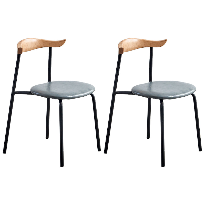 Contemporary Metal Dining Armless Chairs Open Back Dining Side Chair for Restaurant Dark Gray 2 Piece Set Clearhalo ' kitchen&dining_furn' 'Dining Chairs' 'Dining Tables & Seating' 'dining_chair' 'furn' 'furn_dining_chair' 'Furniture' 'furniture_dining_chair' 'Kitchen & Dining Furniture' 'kitchen' 3885197