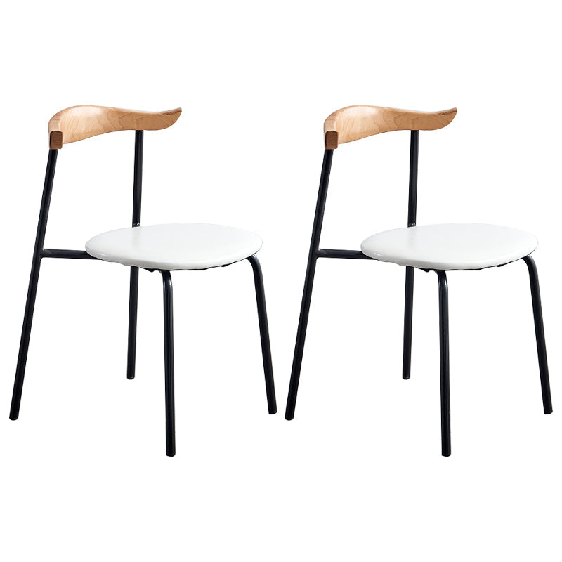 Contemporary Metal Dining Armless Chairs Open Back Dining Side Chair for Restaurant White 2 Piece Set Clearhalo ' kitchen&dining_furn' 'Dining Chairs' 'Dining Tables & Seating' 'dining_chair' 'furn' 'furn_dining_chair' 'Furniture' 'furniture_dining_chair' 'Kitchen & Dining Furniture' 'kitchen' 3885203