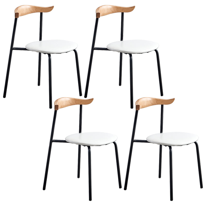 Contemporary Metal Dining Armless Chairs Open Back Dining Side Chair for Restaurant White 4 Piece Set Clearhalo ' kitchen&dining_furn' 'Dining Chairs' 'Dining Tables & Seating' 'dining_chair' 'furn' 'furn_dining_chair' 'Furniture' 'furniture_dining_chair' 'Kitchen & Dining Furniture' 'kitchen' 3885206