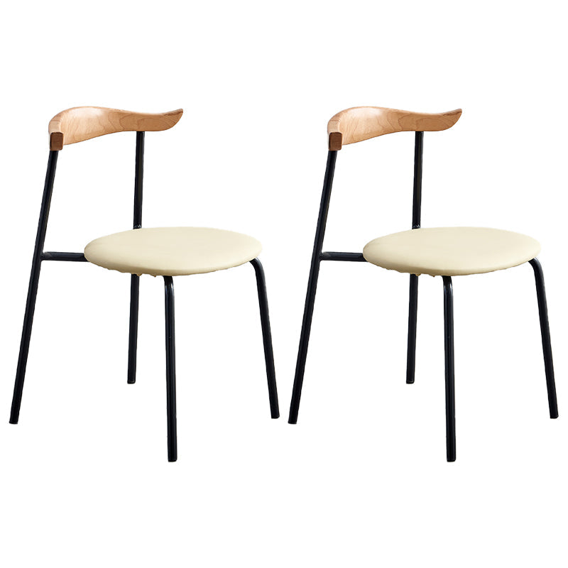 Contemporary Metal Dining Armless Chairs Open Back Dining Side Chair for Restaurant Khaki 2 Piece Set Clearhalo ' kitchen&dining_furn' 'Dining Chairs' 'Dining Tables & Seating' 'dining_chair' 'furn' 'furn_dining_chair' 'Furniture' 'furniture_dining_chair' 'Kitchen & Dining Furniture' 'kitchen' 3885211