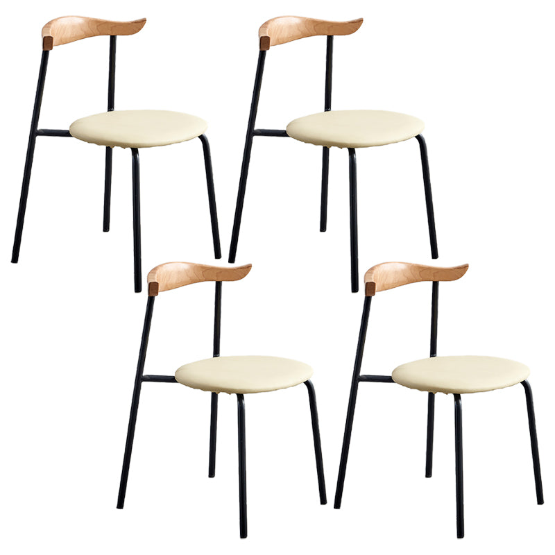 Contemporary Metal Dining Armless Chairs Open Back Dining Side Chair for Restaurant Khaki 4 Piece Set Clearhalo ' kitchen&dining_furn' 'Dining Chairs' 'Dining Tables & Seating' 'dining_chair' 'furn' 'furn_dining_chair' 'Furniture' 'furniture_dining_chair' 'Kitchen & Dining Furniture' 'kitchen' 3885212