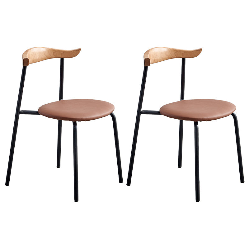 Contemporary Metal Dining Armless Chairs Open Back Dining Side Chair for Restaurant Light Brown 2 Piece Set Clearhalo ' kitchen&dining_furn' 'Dining Chairs' 'Dining Tables & Seating' 'dining_chair' 'furn' 'furn_dining_chair' 'Furniture' 'furniture_dining_chair' 'Kitchen & Dining Furniture' 'kitchen' 3885214
