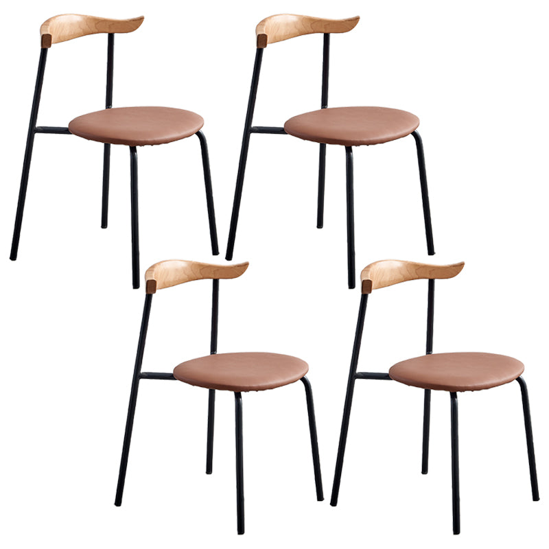 Contemporary Metal Dining Armless Chairs Open Back Dining Side Chair for Restaurant Light Brown 4 Piece Set Clearhalo ' kitchen&dining_furn' 'Dining Chairs' 'Dining Tables & Seating' 'dining_chair' 'furn' 'furn_dining_chair' 'Furniture' 'furniture_dining_chair' 'Kitchen & Dining Furniture' 'kitchen' 3885215