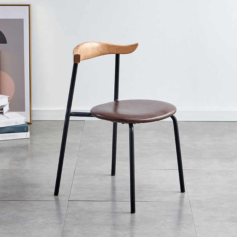 Contemporary Metal Dining Armless Chairs Open Back Dining Side Chair for Restaurant Dark Brown 1 Piece Clearhalo ' kitchen&dining_furn' 'Dining Chairs' 'Dining Tables & Seating' 'dining_chair' 'furn' 'furn_dining_chair' 'Furniture' 'furniture_dining_chair' 'Kitchen & Dining Furniture' 'kitchen' 3885216