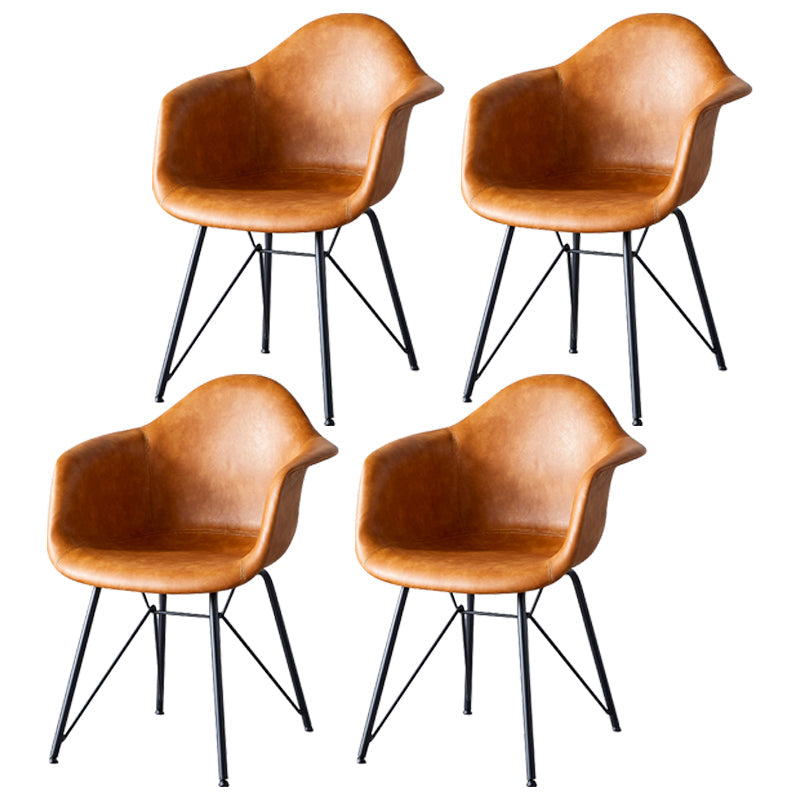 Contemporary Metal Dining Chairs Upholstered Linen Fabric Dining Chair for Restaurant Brown Set of 4 Clearhalo ' kitchen&dining_furn' 'Dining Chairs' 'Dining Tables & Seating' 'dining_chair' 'Furniture' 'furniture_dining_chair' 'Kitchen & Dining Furniture' 'kitchen' 3885236