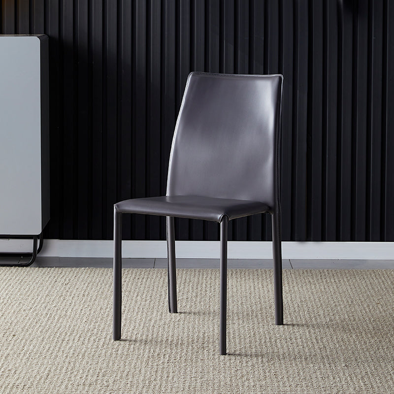 Solid Back Dining Armless Chairs Stackable Dining Side Chairs with Metal Legs Grey 1 Piece Clearhalo ' kitchen&dining_furn' 'Dining Chairs' 'Dining Tables & Seating' 'dining_chair' 'furn' 'furn_dining_chair' 'Furniture' 'furniture_dining_chair' 'Kitchen & Dining Furniture' 'kitchen' 3885250