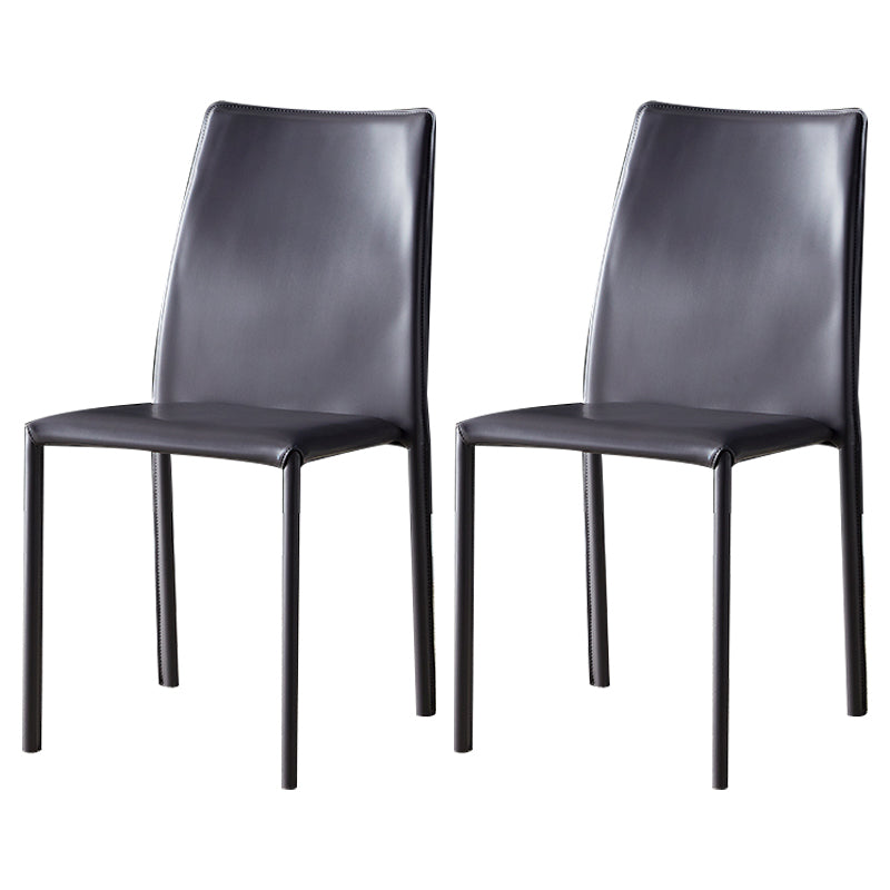 Solid Back Dining Armless Chairs Stackable Dining Side Chairs with Metal Legs Grey 2 Piece Set Clearhalo ' kitchen&dining_furn' 'Dining Chairs' 'Dining Tables & Seating' 'dining_chair' 'furn' 'furn_dining_chair' 'Furniture' 'furniture_dining_chair' 'Kitchen & Dining Furniture' 'kitchen' 3885251