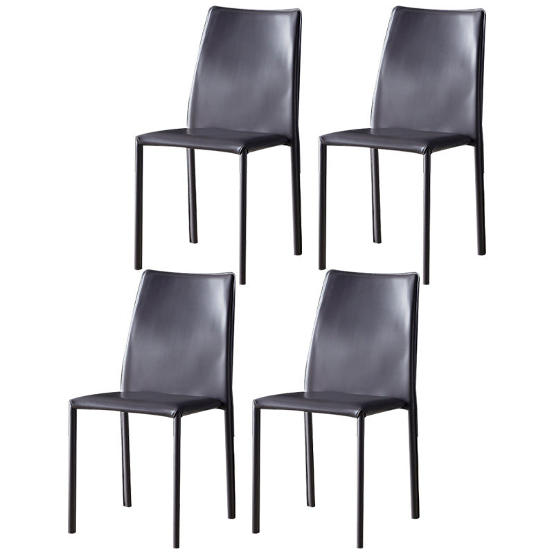 Solid Back Dining Armless Chairs Stackable Dining Side Chairs with Metal Legs Grey 4 Piece Set Clearhalo ' kitchen&dining_furn' 'Dining Chairs' 'Dining Tables & Seating' 'dining_chair' 'furn' 'furn_dining_chair' 'Furniture' 'furniture_dining_chair' 'Kitchen & Dining Furniture' 'kitchen' 3885253