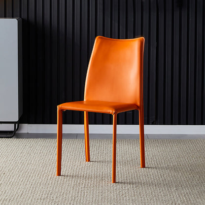 Solid Back Dining Armless Chairs Stackable Dining Side Chairs with Metal Legs Orange 1 Piece Clearhalo ' kitchen&dining_furn' 'Dining Chairs' 'Dining Tables & Seating' 'dining_chair' 'furn' 'furn_dining_chair' 'Furniture' 'furniture_dining_chair' 'Kitchen & Dining Furniture' 'kitchen' 3885255