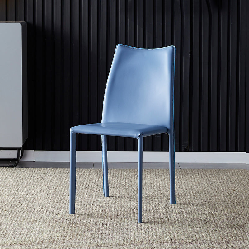 Solid Back Dining Armless Chairs Stackable Dining Side Chairs with Metal Legs Light Blue 1 Piece Clearhalo ' kitchen&dining_furn' 'Dining Chairs' 'Dining Tables & Seating' 'dining_chair' 'furn' 'furn_dining_chair' 'Furniture' 'furniture_dining_chair' 'Kitchen & Dining Furniture' 'kitchen' 3885261