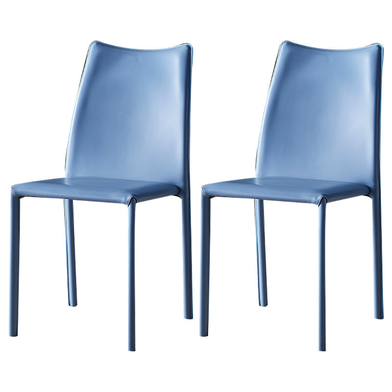 Solid Back Dining Armless Chairs Stackable Dining Side Chairs with Metal Legs Light Blue 2 Piece Set Clearhalo ' kitchen&dining_furn' 'Dining Chairs' 'Dining Tables & Seating' 'dining_chair' 'furn' 'furn_dining_chair' 'Furniture' 'furniture_dining_chair' 'Kitchen & Dining Furniture' 'kitchen' 3885263