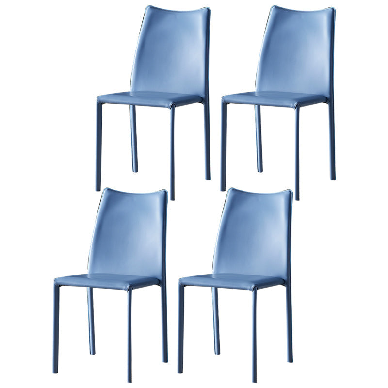 Solid Back Dining Armless Chairs Stackable Dining Side Chairs with Metal Legs Light Blue 4 Piece Set Clearhalo ' kitchen&dining_furn' 'Dining Chairs' 'Dining Tables & Seating' 'dining_chair' 'furn' 'furn_dining_chair' 'Furniture' 'furniture_dining_chair' 'Kitchen & Dining Furniture' 'kitchen' 3885265