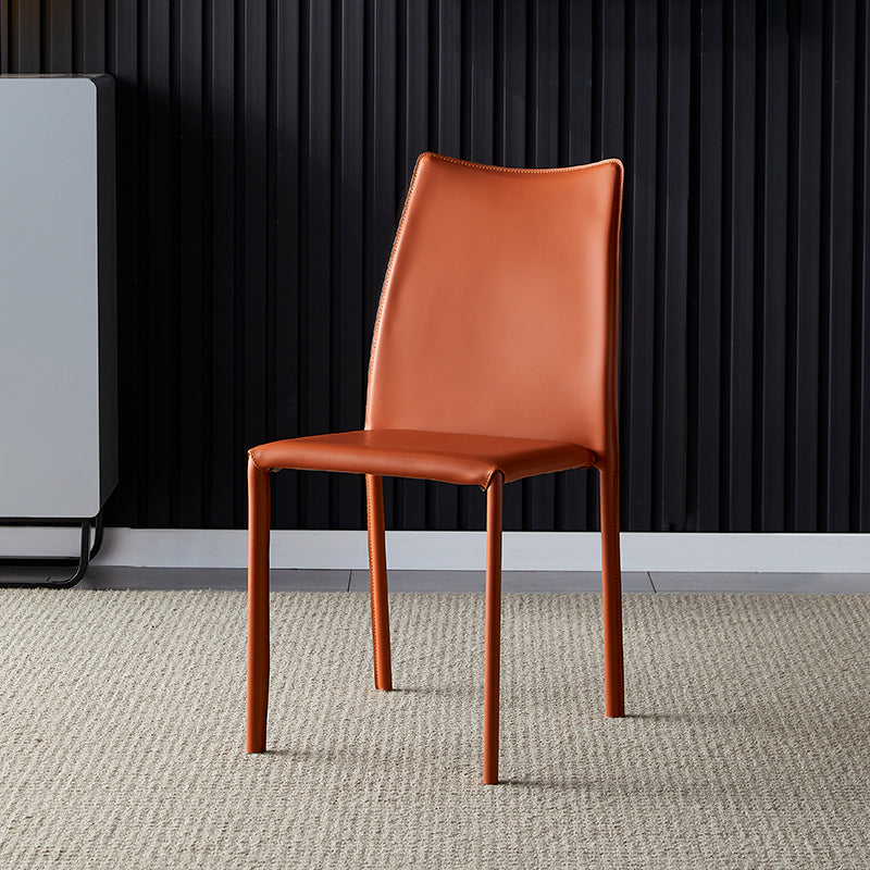 Solid Back Dining Armless Chairs Stackable Dining Side Chairs with Metal Legs Light Brown 1 Piece Clearhalo ' kitchen&dining_furn' 'Dining Chairs' 'Dining Tables & Seating' 'dining_chair' 'furn' 'furn_dining_chair' 'Furniture' 'furniture_dining_chair' 'Kitchen & Dining Furniture' 'kitchen' 3885273