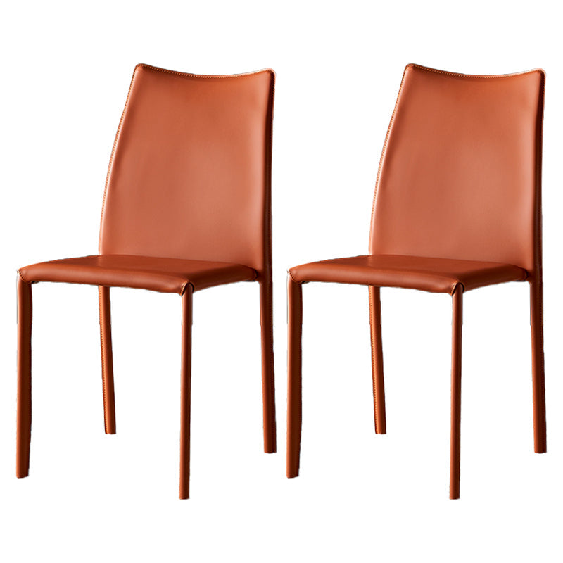 Solid Back Dining Armless Chairs Stackable Dining Side Chairs with Metal Legs Light Brown 2 Piece Set Clearhalo ' kitchen&dining_furn' 'Dining Chairs' 'Dining Tables & Seating' 'dining_chair' 'furn' 'furn_dining_chair' 'Furniture' 'furniture_dining_chair' 'Kitchen & Dining Furniture' 'kitchen' 3885276