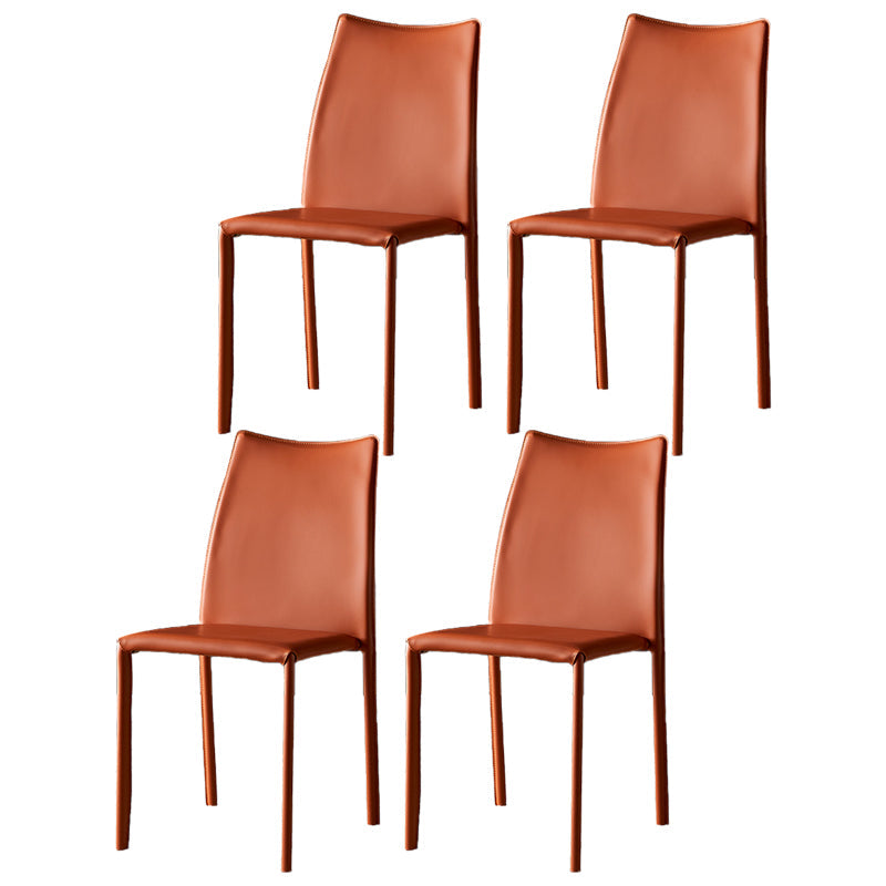 Solid Back Dining Armless Chairs Stackable Dining Side Chairs with Metal Legs Light Brown 4 Piece Set Clearhalo ' kitchen&dining_furn' 'Dining Chairs' 'Dining Tables & Seating' 'dining_chair' 'furn' 'furn_dining_chair' 'Furniture' 'furniture_dining_chair' 'Kitchen & Dining Furniture' 'kitchen' 3885277