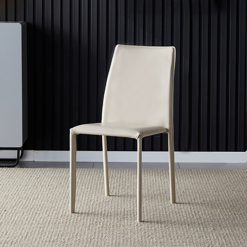 Solid Back Dining Armless Chairs Stackable Dining Side Chairs with Metal Legs Off-White 1 Piece Clearhalo ' kitchen&dining_furn' 'Dining Chairs' 'Dining Tables & Seating' 'dining_chair' 'furn' 'furn_dining_chair' 'Furniture' 'furniture_dining_chair' 'Kitchen & Dining Furniture' 'kitchen' 3885281