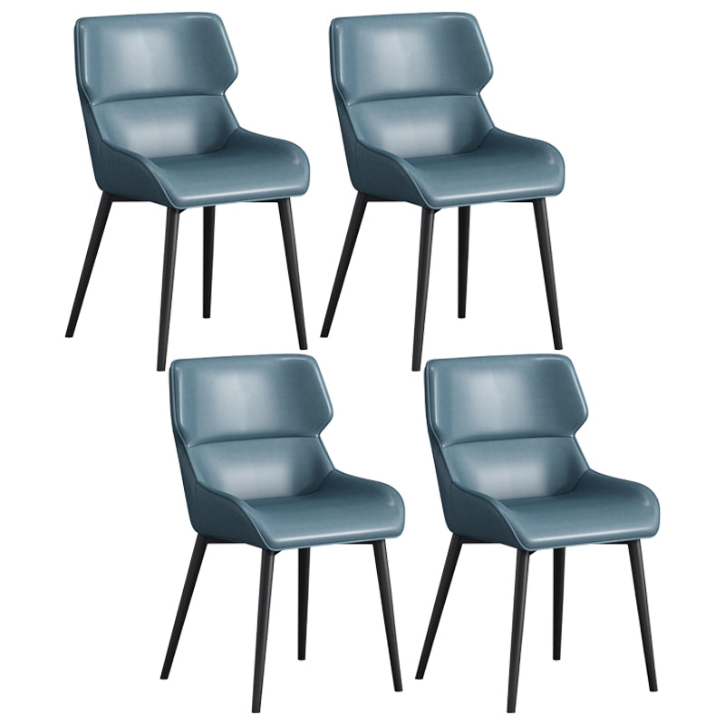 Contemporary Faux Leather Dining Chairs Wingback Arm Chair with Metal Legs (Set of 4) Blue Clearhalo ' kitchen&dining_furn' 'Dining Chairs' 'Dining Tables & Seating' 'dining_chair' 'furn' 'furn_dining_chair' 'Furniture' 'furniture_dining_chair' 'Kitchen & Dining Furniture' 'kitchen' 3885286