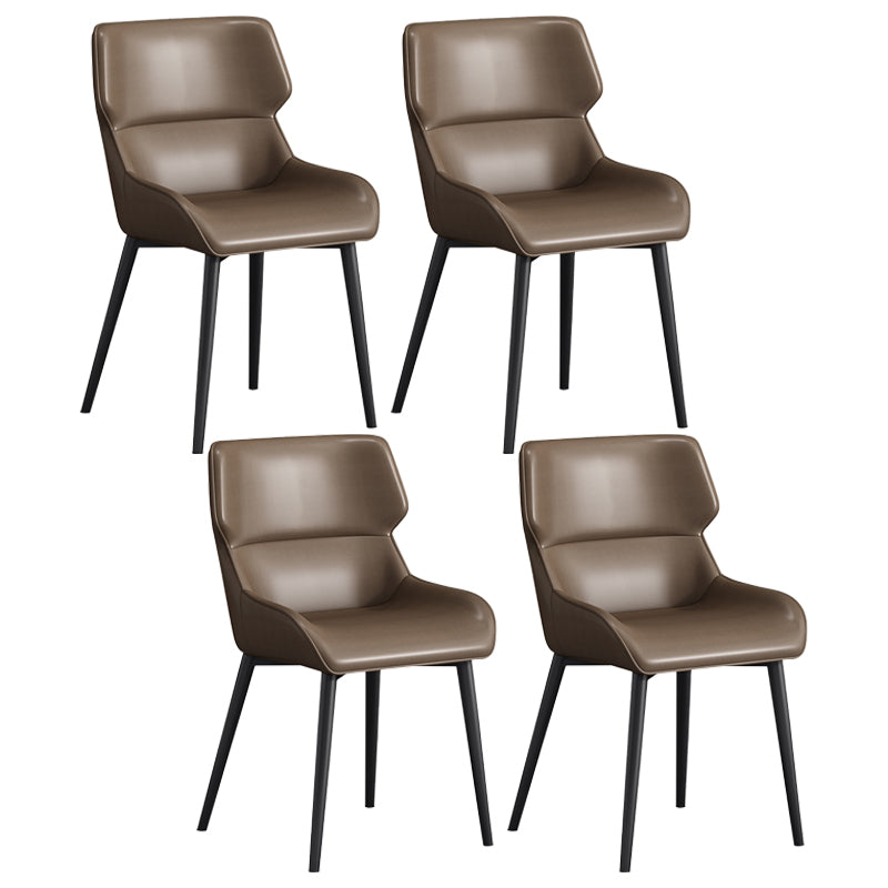 Contemporary Faux Leather Dining Chairs Wingback Arm Chair with Metal Legs (Set of 4) Coffee Clearhalo ' kitchen&dining_furn' 'Dining Chairs' 'Dining Tables & Seating' 'dining_chair' 'furn' 'furn_dining_chair' 'Furniture' 'furniture_dining_chair' 'Kitchen & Dining Furniture' 'kitchen' 3885287