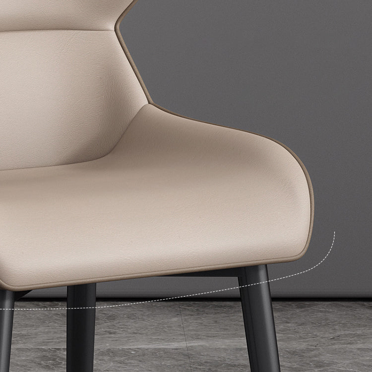 Contemporary Faux Leather Dining Chairs Wingback Arm Chair with Metal Legs (Set of 4) Clearhalo ' kitchen&dining_furn' 'Dining Chairs' 'Dining Tables & Seating' 'dining_chair' 'furn' 'furn_dining_chair' 'Furniture' 'furniture_dining_chair' 'Kitchen & Dining Furniture' 'kitchen' 3885296