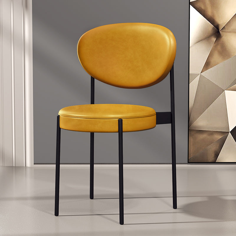 Home Scandinavian Side Chair Upholstered Metal Open Back Dining Room Chair Yellow 1 Piece Clearhalo ' kitchen&dining_furn' 'Dining Chairs' 'Dining Tables & Seating' 'dining_chair' 'furn' 'furn_dining_chair' 'Furniture' 'furniture_dining_chair' 'Kitchen & Dining Furniture' 'kitchen' 3885338