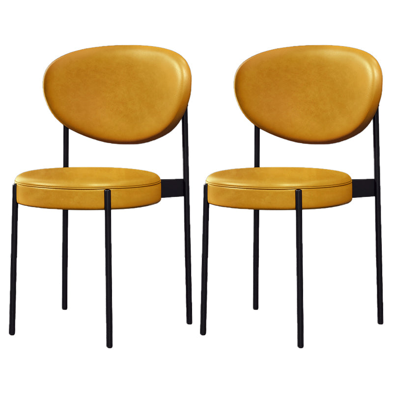Home Scandinavian Side Chair Upholstered Metal Open Back Dining Room Chair Yellow 2 Piece Set Clearhalo ' kitchen&dining_furn' 'Dining Chairs' 'Dining Tables & Seating' 'dining_chair' 'furn' 'furn_dining_chair' 'Furniture' 'furniture_dining_chair' 'Kitchen & Dining Furniture' 'kitchen' 3885339