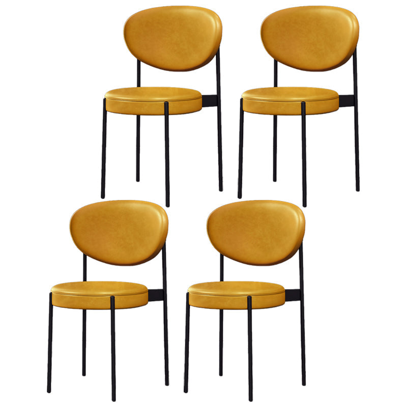 Home Scandinavian Side Chair Upholstered Metal Open Back Dining Room Chair Yellow 4 Piece Set Clearhalo ' kitchen&dining_furn' 'Dining Chairs' 'Dining Tables & Seating' 'dining_chair' 'furn' 'furn_dining_chair' 'Furniture' 'furniture_dining_chair' 'Kitchen & Dining Furniture' 'kitchen' 3885340
