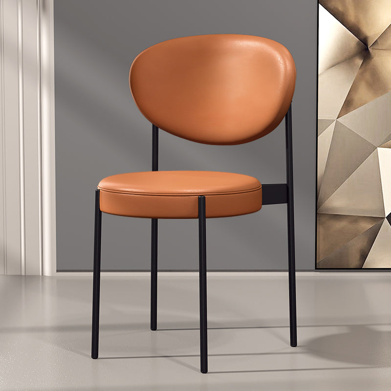 Home Scandinavian Side Chair Upholstered Metal Open Back Dining Room Chair Brown 1 Piece Clearhalo ' kitchen&dining_furn' 'Dining Chairs' 'Dining Tables & Seating' 'dining_chair' 'furn' 'furn_dining_chair' 'Furniture' 'furniture_dining_chair' 'Kitchen & Dining Furniture' 'kitchen' 3885341