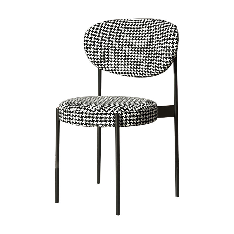 Home Scandinavian Side Chair Upholstered Metal Open Back Dining Room Chair Black White 1 Piece Clearhalo ' kitchen&dining_furn' 'Dining Chairs' 'Dining Tables & Seating' 'dining_chair' 'furn' 'furn_dining_chair' 'Furniture' 'furniture_dining_chair' 'Kitchen & Dining Furniture' 'kitchen' 3885347