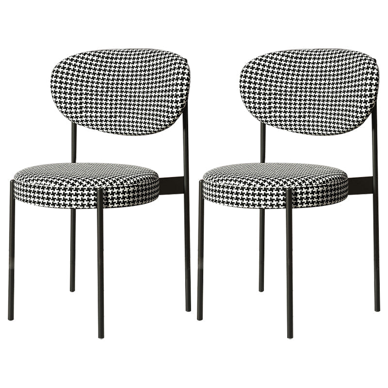 Home Scandinavian Side Chair Upholstered Metal Open Back Dining Room Chair Black White 2 Piece Set Clearhalo ' kitchen&dining_furn' 'Dining Chairs' 'Dining Tables & Seating' 'dining_chair' 'furn' 'furn_dining_chair' 'Furniture' 'furniture_dining_chair' 'Kitchen & Dining Furniture' 'kitchen' 3885348