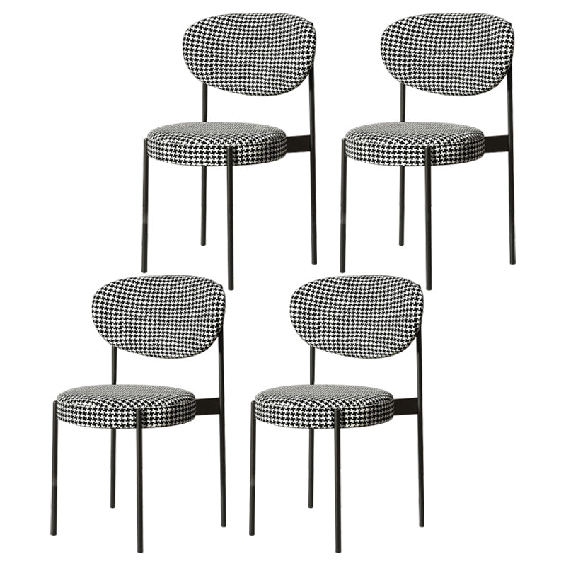 Home Scandinavian Side Chair Upholstered Metal Open Back Dining Room Chair Black White 4 Piece Set Clearhalo ' kitchen&dining_furn' 'Dining Chairs' 'Dining Tables & Seating' 'dining_chair' 'furn' 'furn_dining_chair' 'Furniture' 'furniture_dining_chair' 'Kitchen & Dining Furniture' 'kitchen' 3885349