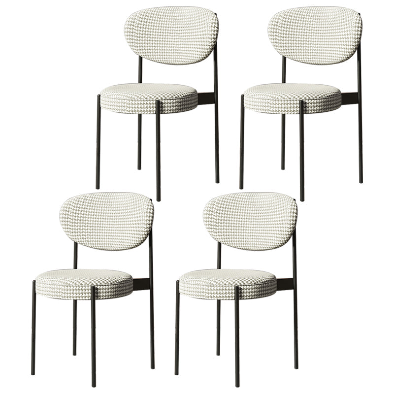 Home Scandinavian Side Chair Upholstered Metal Open Back Dining Room Chair White-Gray 4 Piece Set Clearhalo ' kitchen&dining_furn' 'Dining Chairs' 'Dining Tables & Seating' 'dining_chair' 'furn' 'furn_dining_chair' 'Furniture' 'furniture_dining_chair' 'Kitchen & Dining Furniture' 'kitchen' 3885358