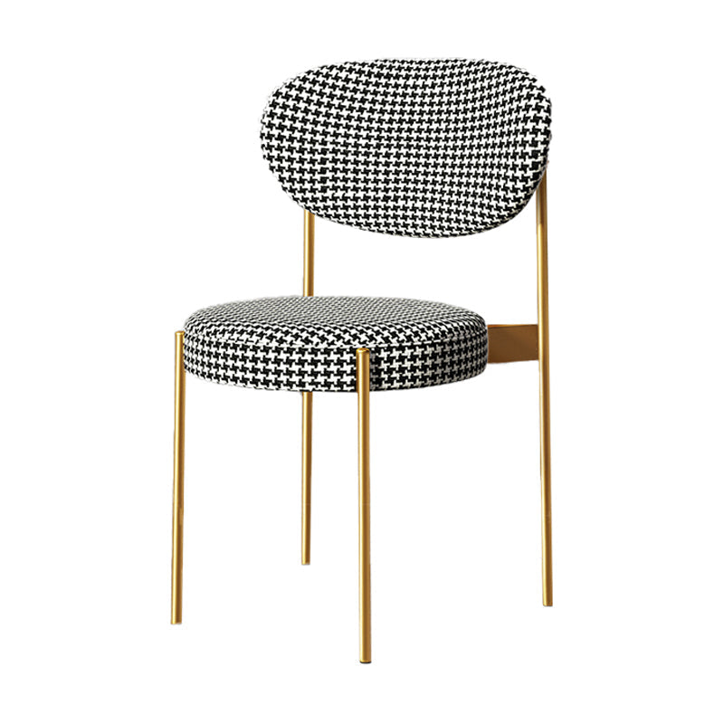 Home Scandinavian Side Chair Upholstered Metal Open Back Dining Room Chair White-Black 1 Piece Clearhalo ' kitchen&dining_furn' 'Dining Chairs' 'Dining Tables & Seating' 'dining_chair' 'furn' 'furn_dining_chair' 'Furniture' 'furniture_dining_chair' 'Kitchen & Dining Furniture' 'kitchen' 3885359