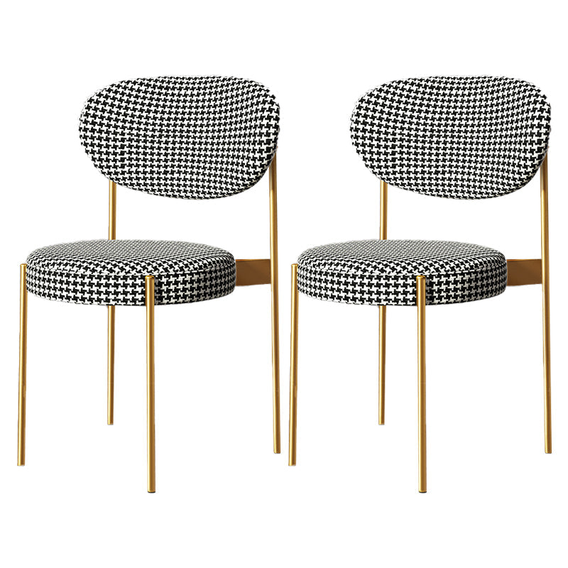 Home Scandinavian Side Chair Upholstered Metal Open Back Dining Room Chair White-Black 2 Piece Set Clearhalo ' kitchen&dining_furn' 'Dining Chairs' 'Dining Tables & Seating' 'dining_chair' 'furn' 'furn_dining_chair' 'Furniture' 'furniture_dining_chair' 'Kitchen & Dining Furniture' 'kitchen' 3885360