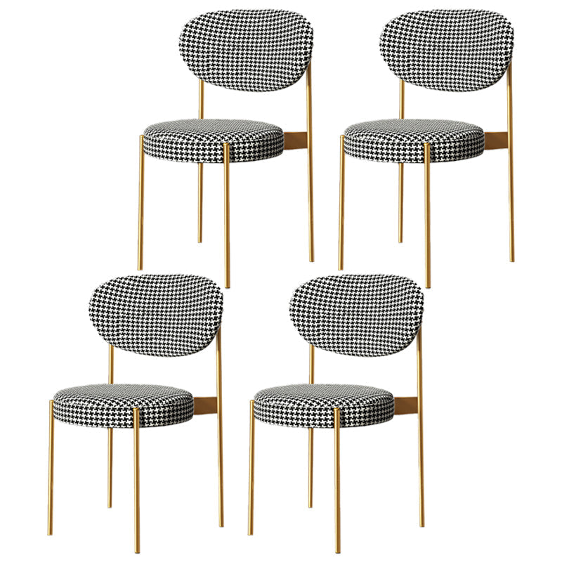 Home Scandinavian Side Chair Upholstered Metal Open Back Dining Room Chair White-Black 4 Piece Set Clearhalo ' kitchen&dining_furn' 'Dining Chairs' 'Dining Tables & Seating' 'dining_chair' 'furn' 'furn_dining_chair' 'Furniture' 'furniture_dining_chair' 'Kitchen & Dining Furniture' 'kitchen' 3885361
