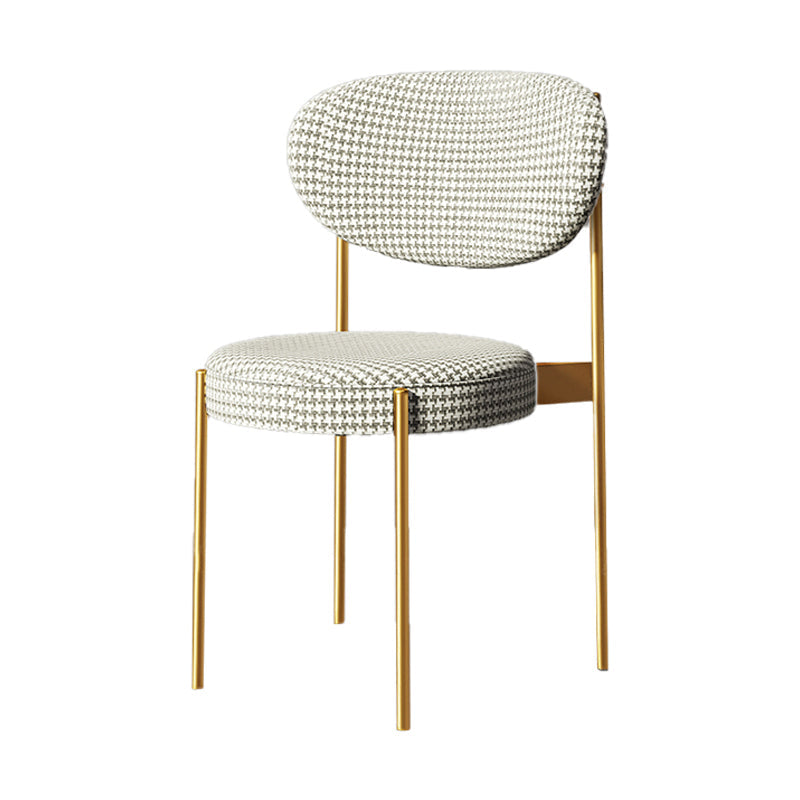 Home Scandinavian Side Chair Upholstered Metal Open Back Dining Room Chair Gray-White 1 Piece Clearhalo ' kitchen&dining_furn' 'Dining Chairs' 'Dining Tables & Seating' 'dining_chair' 'furn' 'furn_dining_chair' 'Furniture' 'furniture_dining_chair' 'Kitchen & Dining Furniture' 'kitchen' 3885362