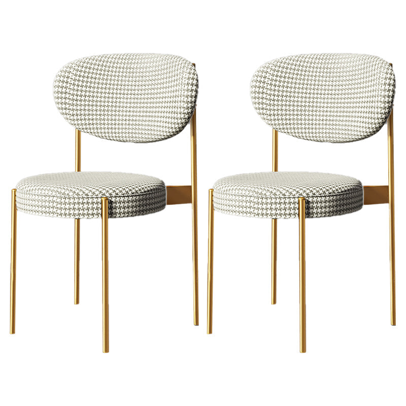 Home Scandinavian Side Chair Upholstered Metal Open Back Dining Room Chair Gray-White 2 Piece Set Clearhalo ' kitchen&dining_furn' 'Dining Chairs' 'Dining Tables & Seating' 'dining_chair' 'furn' 'furn_dining_chair' 'Furniture' 'furniture_dining_chair' 'Kitchen & Dining Furniture' 'kitchen' 3885363