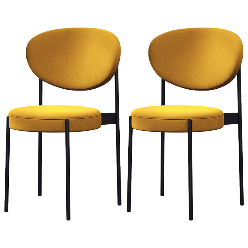 Home Scandinavian Side Chair Upholstered Metal Open Back Dining Room Chair Dark Yellow 2 Piece Set Clearhalo ' kitchen&dining_furn' 'Dining Chairs' 'Dining Tables & Seating' 'dining_chair' 'furn' 'furn_dining_chair' 'Furniture' 'furniture_dining_chair' 'Kitchen & Dining Furniture' 'kitchen' 3885366