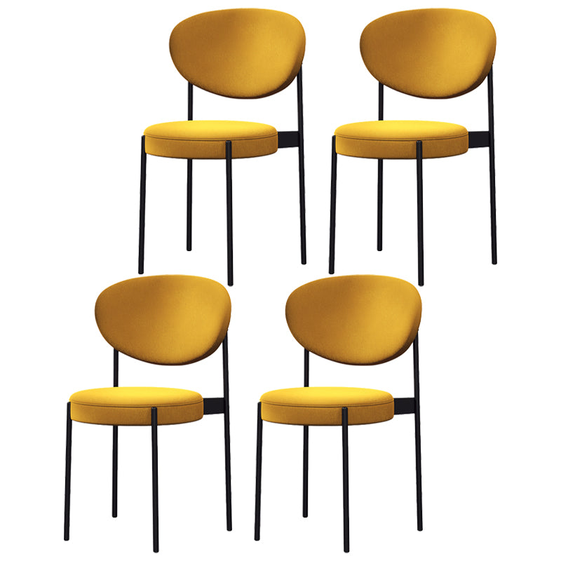 Home Scandinavian Side Chair Upholstered Metal Open Back Dining Room Chair Dark Yellow 4 Piece Set Clearhalo ' kitchen&dining_furn' 'Dining Chairs' 'Dining Tables & Seating' 'dining_chair' 'furn' 'furn_dining_chair' 'Furniture' 'furniture_dining_chair' 'Kitchen & Dining Furniture' 'kitchen' 3885367