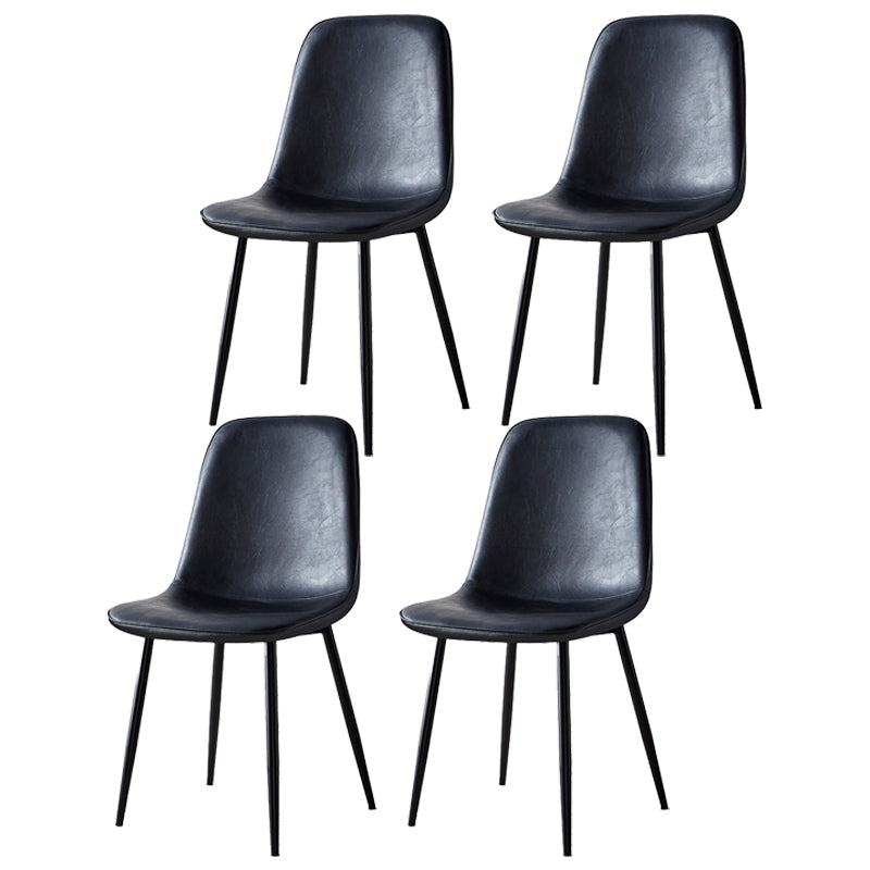 Scandinavian Home Side Chair Metal Solid Back Upholstered Dining Room Chair Black 4 Piece Set Black Clearhalo ' kitchen&dining_furn' 'Dining Chairs' 'Dining Tables & Seating' 'dining_chair' 'furn' 'furn_dining_chair' 'Furniture' 'furniture_dining_chair' 'Kitchen & Dining Furniture' 'kitchen' 3885376