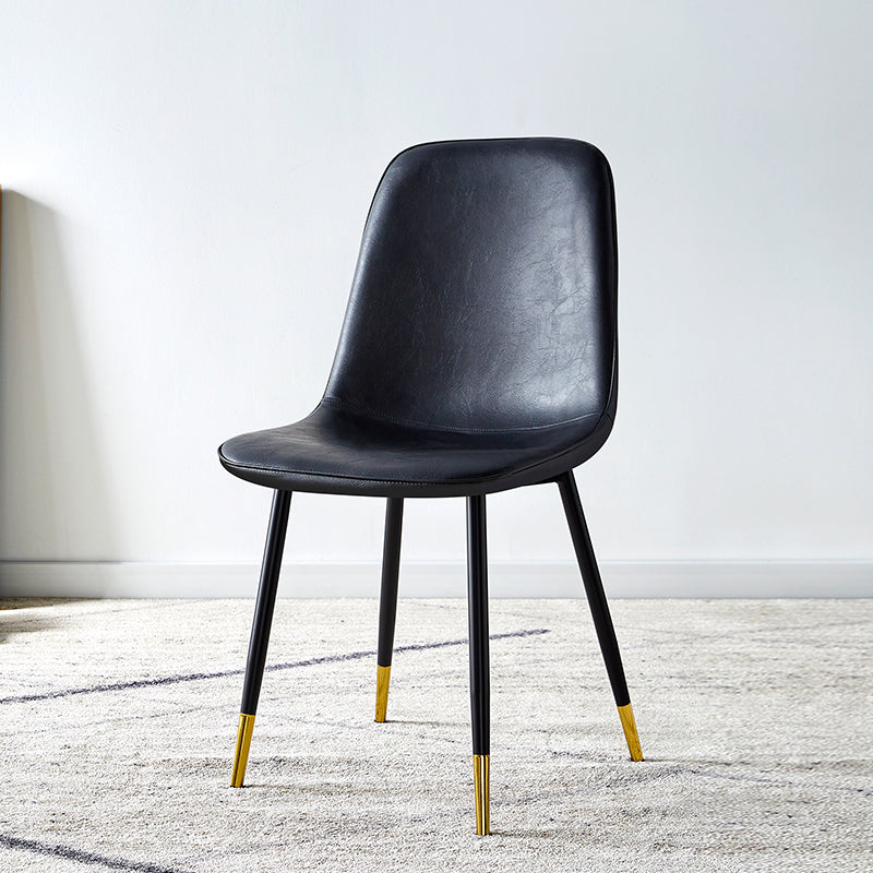 Scandinavian Home Side Chair Metal Solid Back Upholstered Dining Room Chair Black 1 Piece Brass Gold Clearhalo ' kitchen&dining_furn' 'Dining Chairs' 'Dining Tables & Seating' 'dining_chair' 'furn' 'furn_dining_chair' 'Furniture' 'furniture_dining_chair' 'Kitchen & Dining Furniture' 'kitchen' 3885378