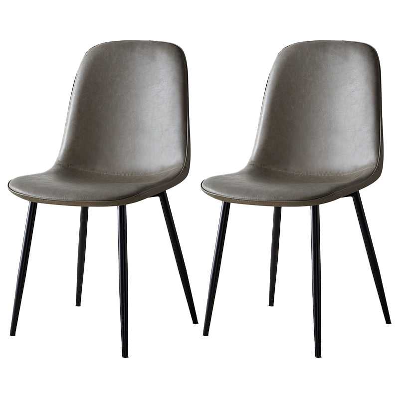 Scandinavian Home Side Chair Metal Solid Back Upholstered Dining Room Chair Grey 2 Piece Set Black Clearhalo ' kitchen&dining_furn' 'Dining Chairs' 'Dining Tables & Seating' 'dining_chair' 'furn' 'furn_dining_chair' 'Furniture' 'furniture_dining_chair' 'Kitchen & Dining Furniture' 'kitchen' 3885386