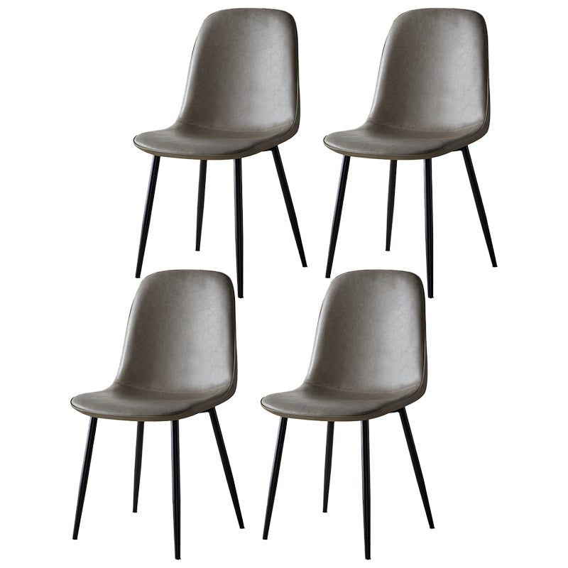 Scandinavian Home Side Chair Metal Solid Back Upholstered Dining Room Chair Grey 4 Piece Set Black Clearhalo ' kitchen&dining_furn' 'Dining Chairs' 'Dining Tables & Seating' 'dining_chair' 'furn' 'furn_dining_chair' 'Furniture' 'furniture_dining_chair' 'Kitchen & Dining Furniture' 'kitchen' 3885388