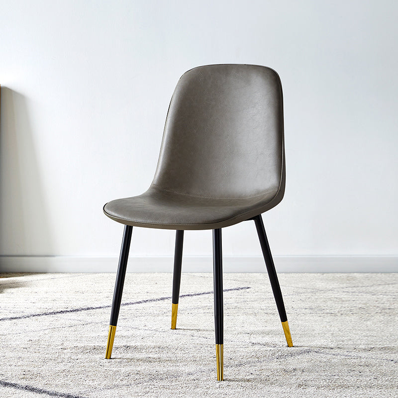 Scandinavian Home Side Chair Metal Solid Back Upholstered Dining Room Chair Grey 1 Piece Brass Gold Clearhalo ' kitchen&dining_furn' 'Dining Chairs' 'Dining Tables & Seating' 'dining_chair' 'furn' 'furn_dining_chair' 'Furniture' 'furniture_dining_chair' 'Kitchen & Dining Furniture' 'kitchen' 3885390