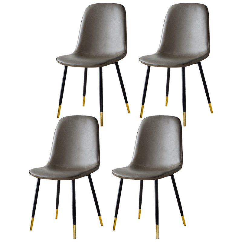 Scandinavian Home Side Chair Metal Solid Back Upholstered Dining Room Chair Grey 4 Piece Set Brass Gold Clearhalo ' kitchen&dining_furn' 'Dining Chairs' 'Dining Tables & Seating' 'dining_chair' 'furn' 'furn_dining_chair' 'Furniture' 'furniture_dining_chair' 'Kitchen & Dining Furniture' 'kitchen' 3885394