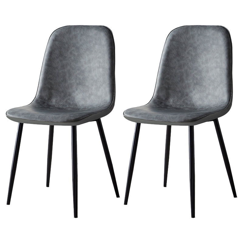 Scandinavian Home Side Chair Metal Solid Back Upholstered Dining Room Chair Dark Gray 2 Piece Set Black Clearhalo ' kitchen&dining_furn' 'Dining Chairs' 'Dining Tables & Seating' 'dining_chair' 'furn' 'furn_dining_chair' 'Furniture' 'furniture_dining_chair' 'Kitchen & Dining Furniture' 'kitchen' 3885396