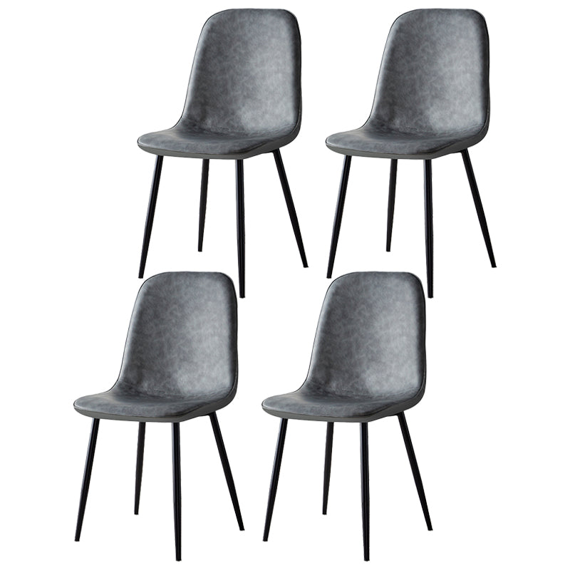 Scandinavian Home Side Chair Metal Solid Back Upholstered Dining Room Chair Dark Gray 4 Piece Set Black Clearhalo ' kitchen&dining_furn' 'Dining Chairs' 'Dining Tables & Seating' 'dining_chair' 'furn' 'furn_dining_chair' 'Furniture' 'furniture_dining_chair' 'Kitchen & Dining Furniture' 'kitchen' 3885397