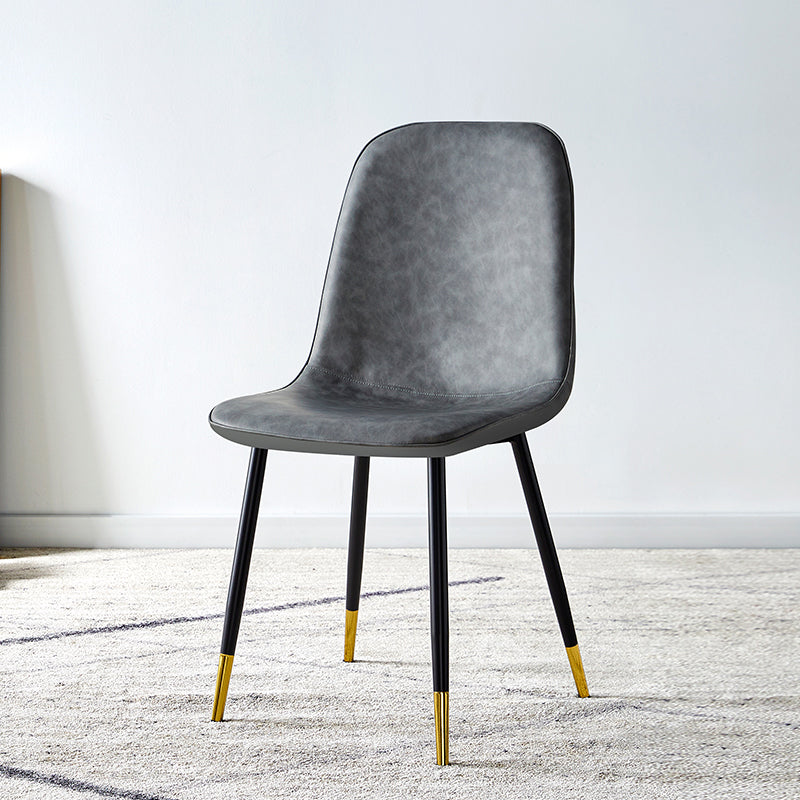 Scandinavian Home Side Chair Metal Solid Back Upholstered Dining Room Chair Dark Gray 1 Piece Brass Gold Clearhalo ' kitchen&dining_furn' 'Dining Chairs' 'Dining Tables & Seating' 'dining_chair' 'furn' 'furn_dining_chair' 'Furniture' 'furniture_dining_chair' 'Kitchen & Dining Furniture' 'kitchen' 3885398