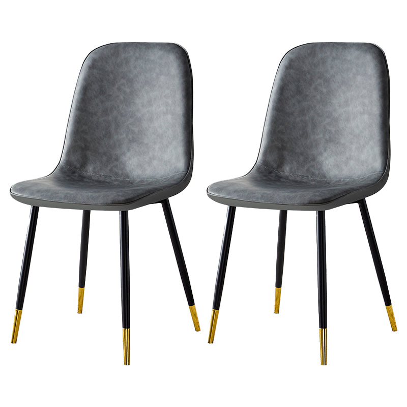 Scandinavian Home Side Chair Metal Solid Back Upholstered Dining Room Chair Dark Gray 2 Piece Set Brass Gold Clearhalo ' kitchen&dining_furn' 'Dining Chairs' 'Dining Tables & Seating' 'dining_chair' 'furn' 'furn_dining_chair' 'Furniture' 'furniture_dining_chair' 'Kitchen & Dining Furniture' 'kitchen' 3885399
