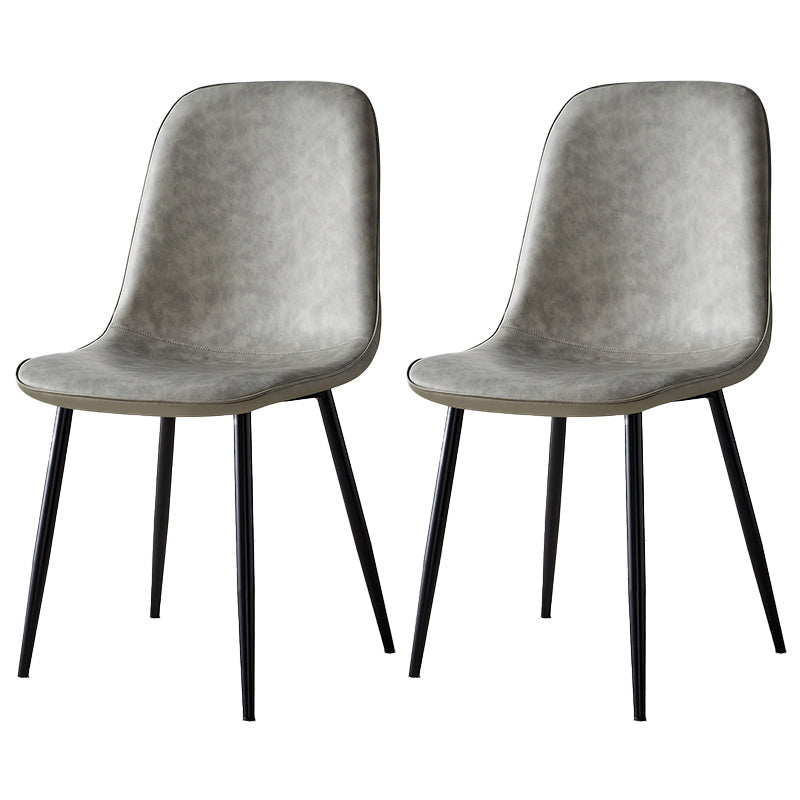 Scandinavian Home Side Chair Metal Solid Back Upholstered Dining Room Chair Light Gray 2 Piece Set Black Clearhalo ' kitchen&dining_furn' 'Dining Chairs' 'Dining Tables & Seating' 'dining_chair' 'furn' 'furn_dining_chair' 'Furniture' 'furniture_dining_chair' 'Kitchen & Dining Furniture' 'kitchen' 3885402
