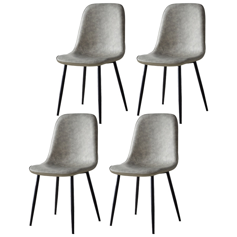 Scandinavian Home Side Chair Metal Solid Back Upholstered Dining Room Chair Light Gray 4 Piece Set Black Clearhalo ' kitchen&dining_furn' 'Dining Chairs' 'Dining Tables & Seating' 'dining_chair' 'furn' 'furn_dining_chair' 'Furniture' 'furniture_dining_chair' 'Kitchen & Dining Furniture' 'kitchen' 3885403